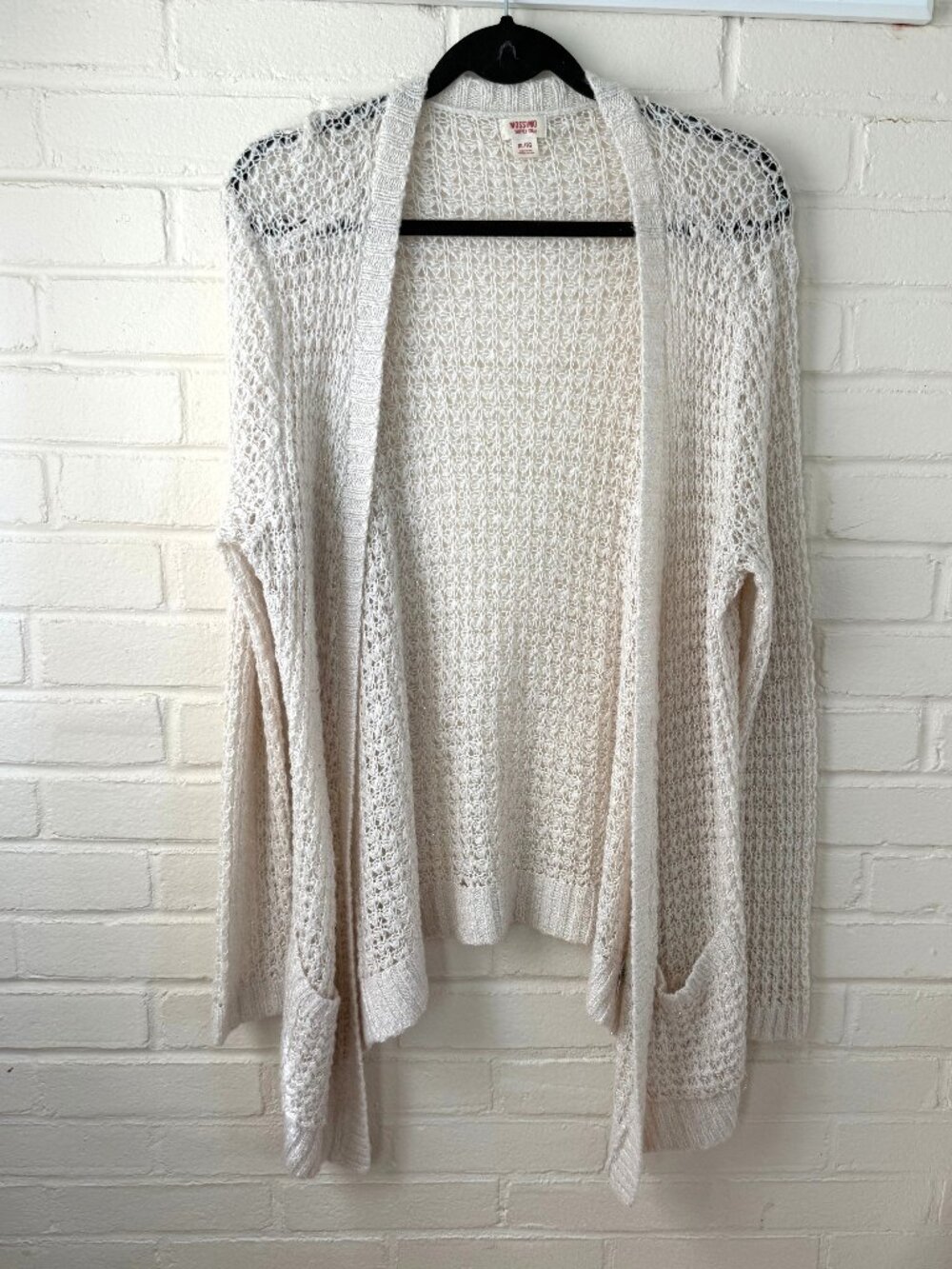 Mossimo Supply Co | Womens Ivory Open Knit Cardigan | CreamMetallic Shimmer | XL